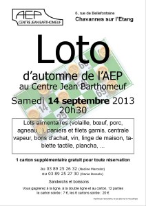 AEP - Loto, affichette automne 2013
